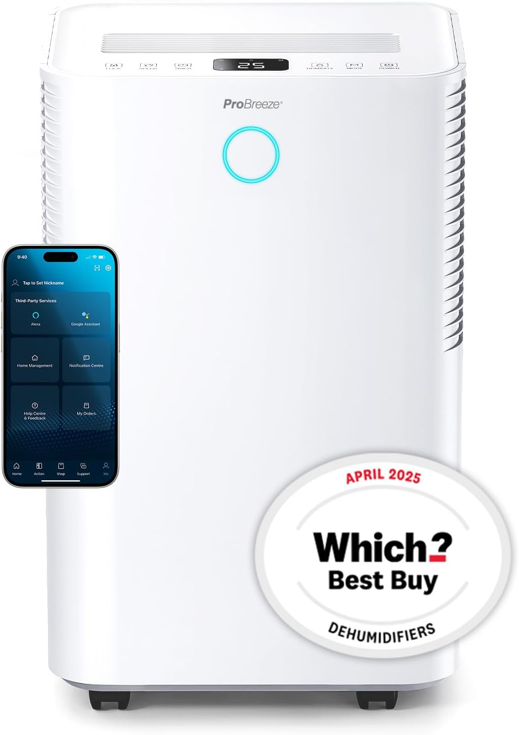 Pro Breeze® 20L OmniDry WiFi Dehumidifier with Automatic Humidity Sensor & Display, 24Hr Timer, Laundry Drying, Continuous Drainage with Smart App