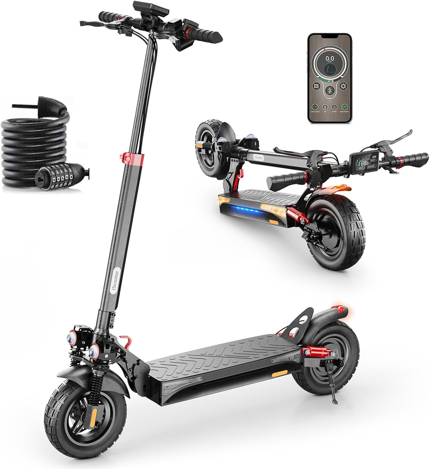 iScooter 45-80KM Range Off-road Electric Scooter,10″ Tires iX4/iX7Pro Electric Scooter for Adult with APP Control, Large Capacity Battery, Multiple Speed Modes,4 Shock Suspension Fast E-Scooter