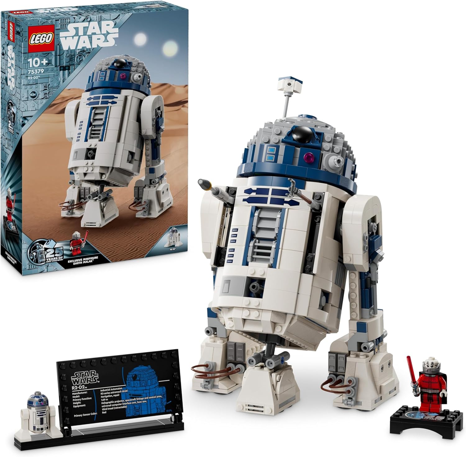 LEGO Star Wars 75379 R2-D2 Building Toy – Play and Display Droid Figure with Rotating Head, Periscope & Tools – incl. a Darth Malak Minifigure – Gift for 10+ Year Old Boys & Adult Fans