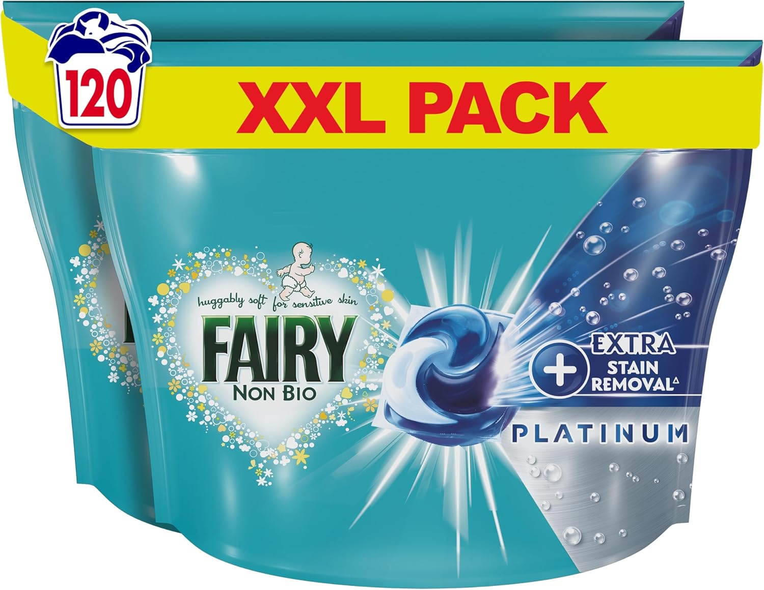Fairy Non Bio Pods Washing Liquid Laundry Capsules, Fairy Pods, 120 Washes, Platinum With Extra Stain Removal For Sensitive Skin