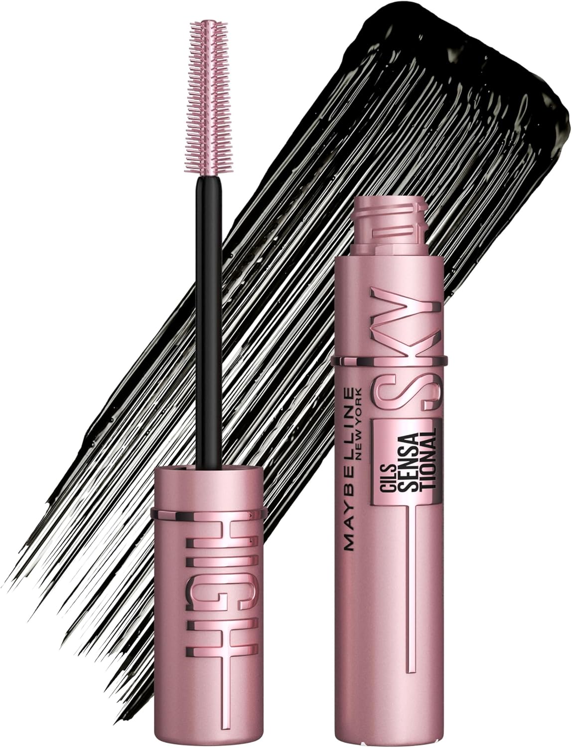 Maybelline New York Lash Sensational Sky High Mascara, Volumising & Lengthening Mascara, Washable Flake-Free Formula Infused with Bamboo Extract & Fibres, 7.2 ml, Shade: 01, Very Black