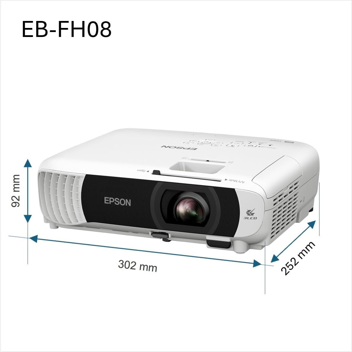 Epson EB-FH08 Projector Full HD 1080p, 3600 Lumens, 332 Inch Display, Up to 18 years Lamp Life, Home Cinema Projector