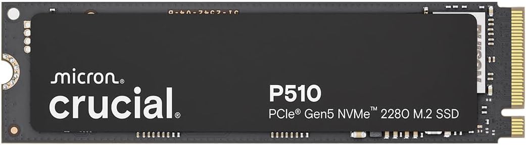 Crucial P510 1TB SSD NVMe M.2 PCIe 5.0 x4 Gen5, Read/Write Speeds up to 11,000/9,500 MB/s, Laptop & Desktop (PC) Compatible, Solid State Drive – CT1000P510SSD8-01