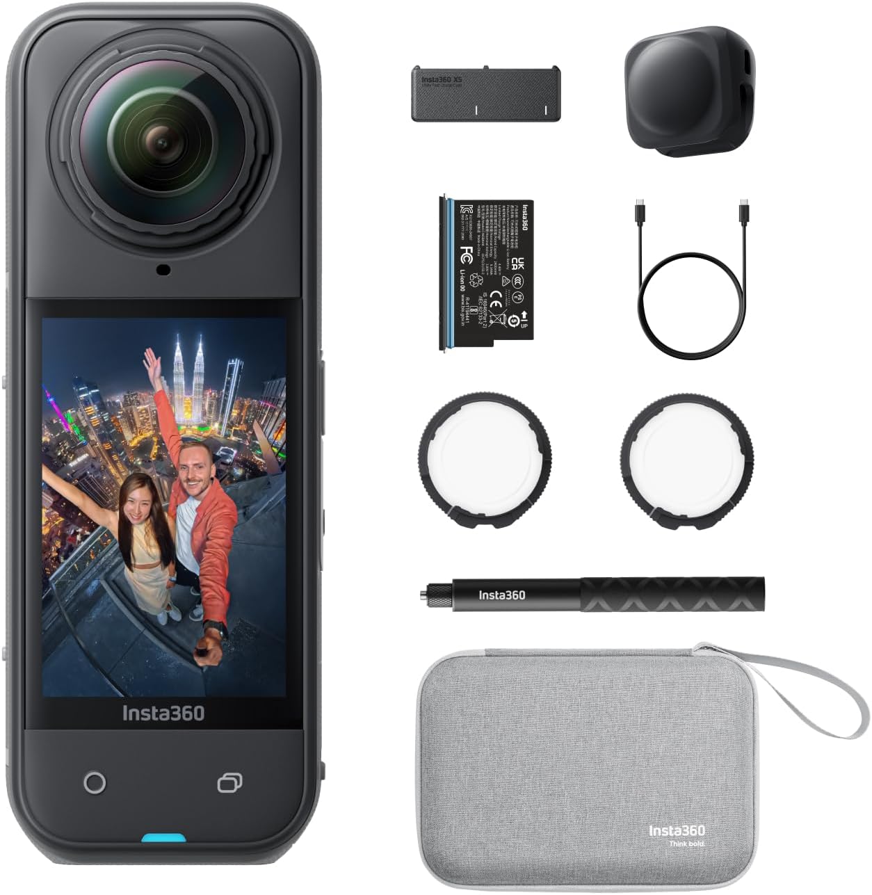 Insta360 X5 Essentials Bundle – Waterproof 8K 360° Action Camera, Leading Low Light, Invisible Selfie Stick Effect, Rugged and Replaceable Lens, 3-Hour Battery, Built-in Wind Guard, Stabilization