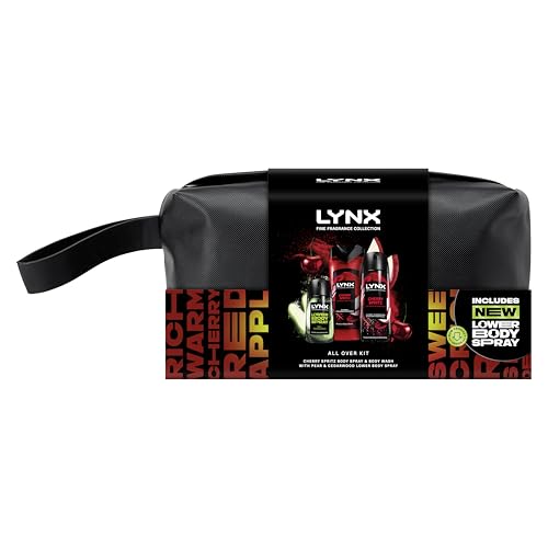 Lynx Fine Fragrance Collection All Over Kit Gift Set with a body spray, a body wash and a lower body spray in a Wash Bag perfect for any occasion 3 piece