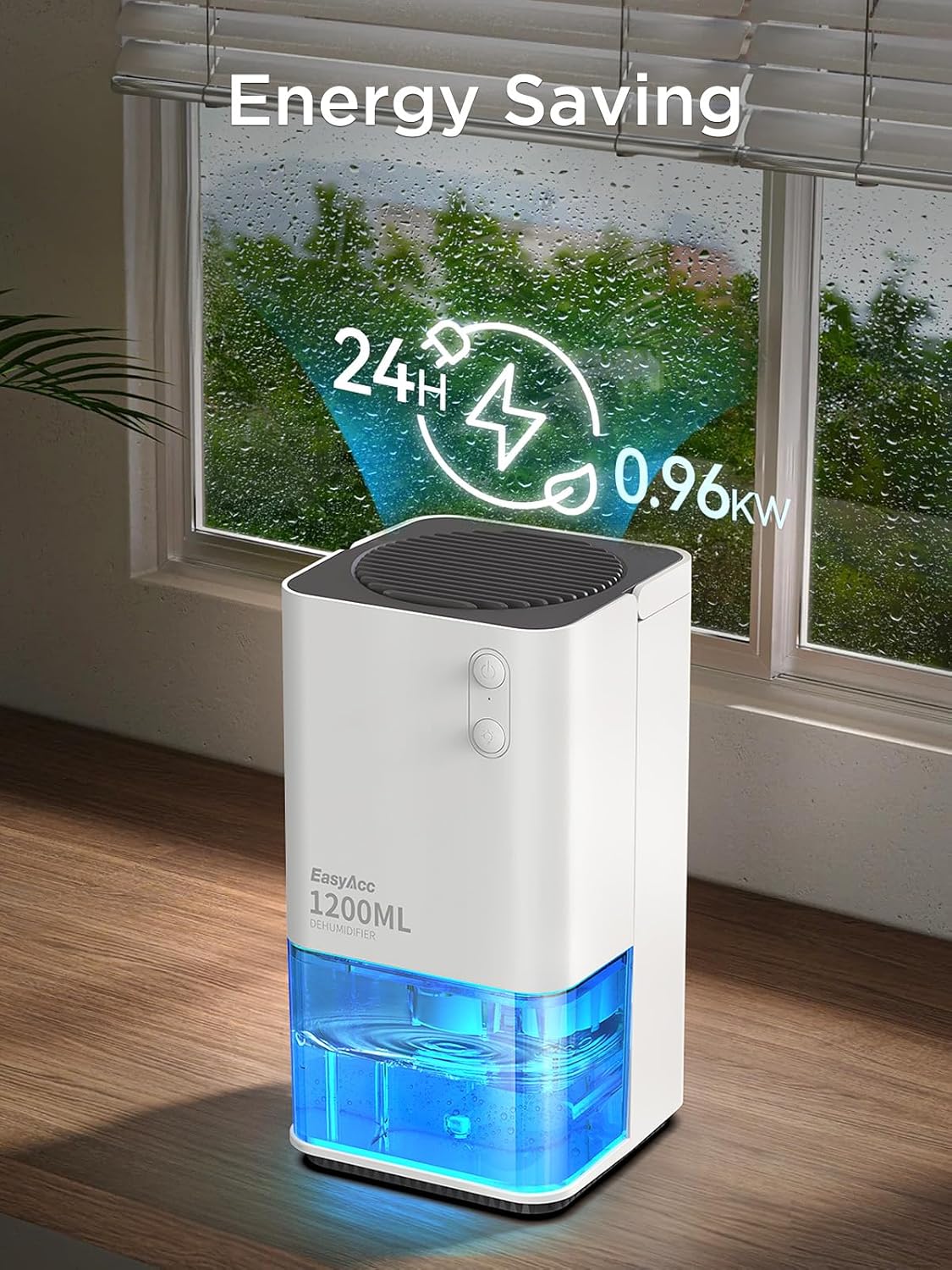 1200ml Electric Dehumidifier with Ultra Quiet & Auto Shut off 7 Colorful LED Portable Mini Dehumidifier for Wardrobe, Bathroom, Closet, RV, Bedroom, Garage