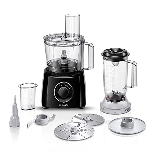 Bosch MultiTalent 3 MCM3201BGB 800W 2.3L Food Processor with 2 speeds, 1 litre blender and/Slicing/Grating/Beating attachments. – Black