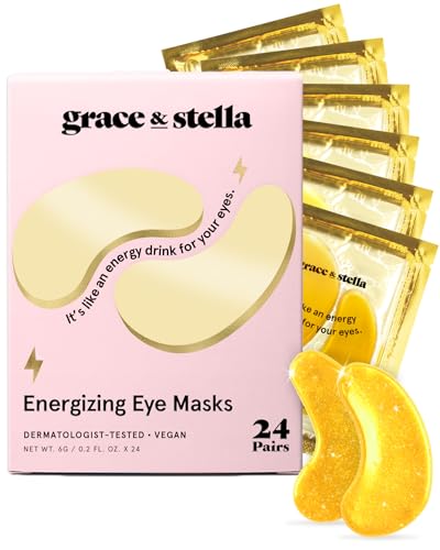 Under Eye Mask – Reduce Dark Circles, Puffy Eyes, Undereye Bags, Wrinkles – Gel Under Eye Patches, Vegan Cruelty-Free Self Care by grace and stella (24 Pairs, Gold)