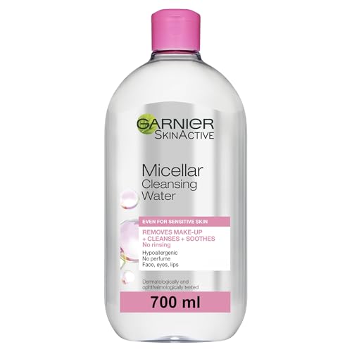 Garnier Micellar Cleansing Water 700ml, Gentle face cleanser & Make up Remover, Suitable For All Skin Types Including Sensitive Skin, Soothing Formula, Dermatologically Tested