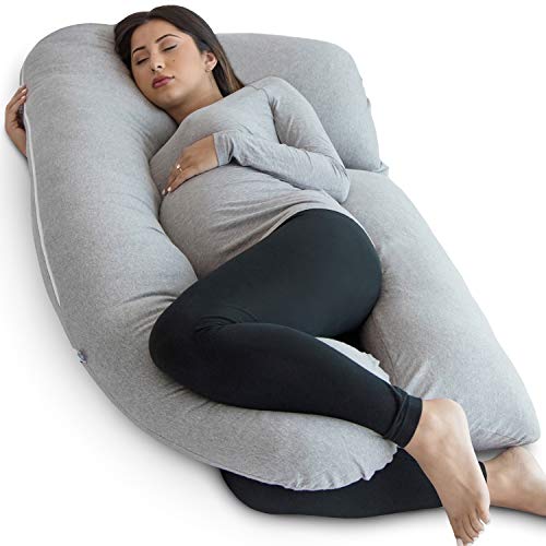 PharMeDoc Pregnancy Pillow (with Carrying Case) – U-Shape Full Body Pillow and Maternity Support with Detachable Extension – Support for Back, Hips, Legs, Belly for Pregnant Women