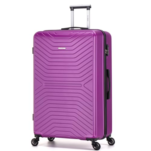 FLYMAX XL 32″ Extra Large 4 Wheel Suitcases Spinner Lightweight Luggage ABS Travel Cases Purple 125 Litre + 3 Digit Combination Lock