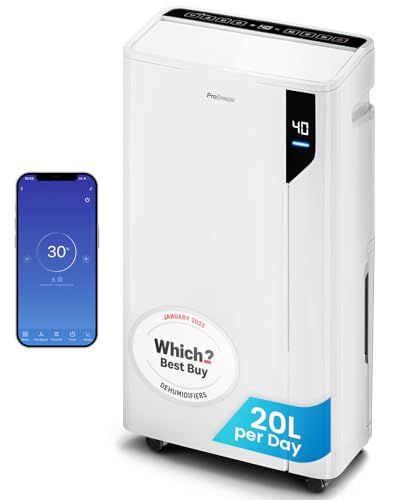 Pro Breeze® 20L/Day Smart Compressor Dehumidifier – Energy Efficient with Laundry Mode & Wi-Fi, Humidity Sensor & Indicator, Carbon Air Filter for Mould, Damp & Moisture – for Home, Office & Bedroom