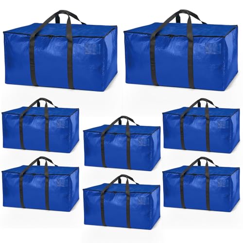 ClearSpace Heavy Duty Moving Boxes or Storage Bags – Storage Bins with Lids, Large Moving Bags with Backpack Straps & Handles – Moving Supplies for College Dorm or Christmas Decorations, 8 Pack