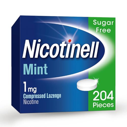 Nicotinell Mint Lozenge 1mg (204 Lozenges), Stop Smoking Aid, Sugar Free Nicotine Lozenges, Fresh Mint Flavour, 1mg Regular Strength for Light Smokers, Quit Smoking Aid, Mega Pack
