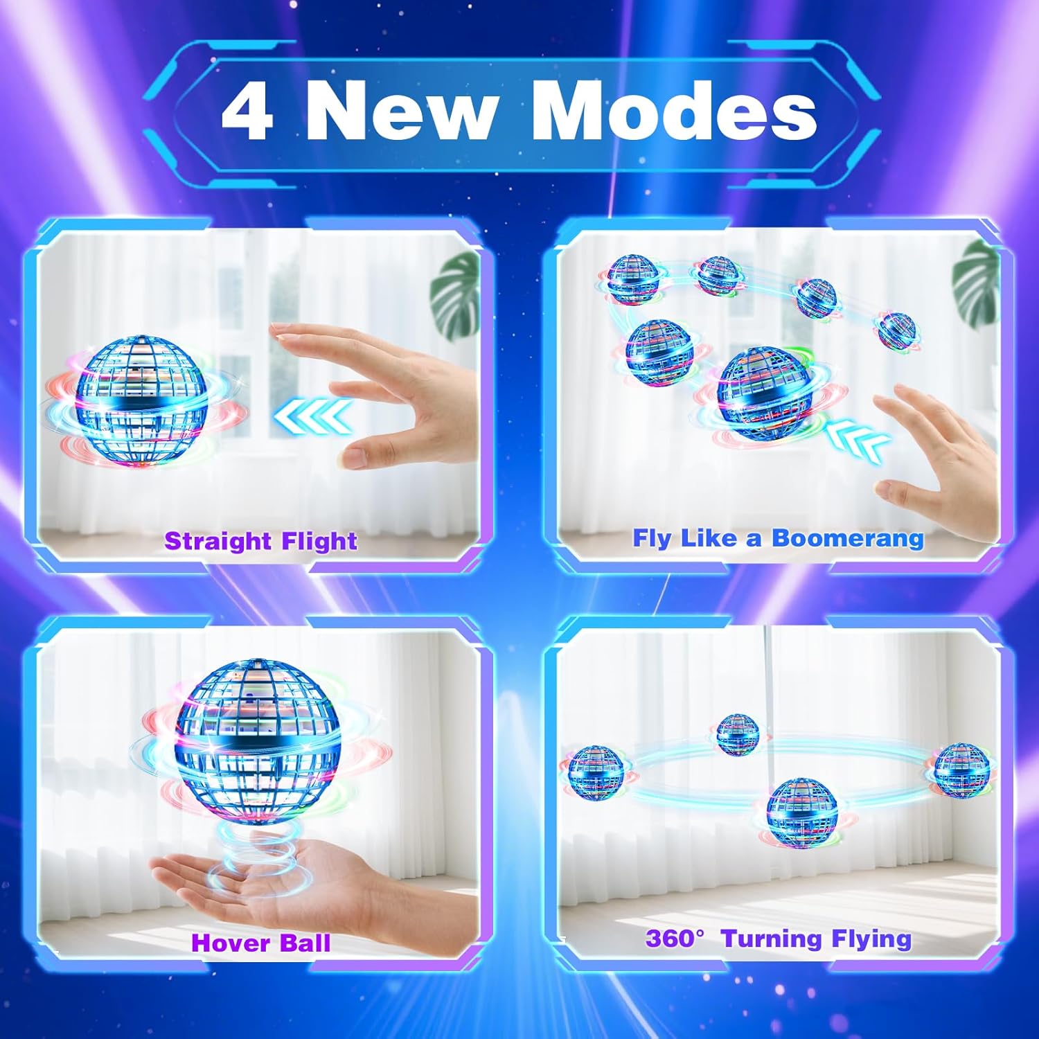 Flying Orb Ball 2025, Hover Ball Pro, Hand Controller Mini Drone with RGB Light, Magic Globe Boomerang Toys