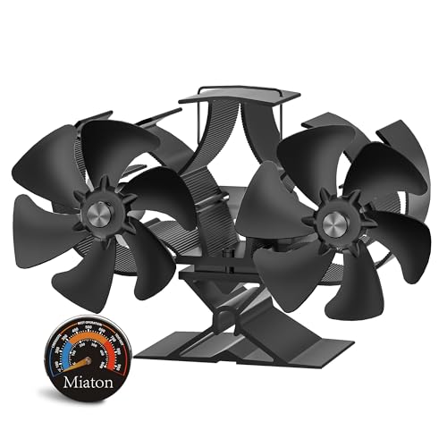 Miaton 12-Blade Stove Fan Silent Operation | Dual-Motor Log Burner Fan Heat Powered for Wood Burner/Wood Burning/Firepalce to Improve the Efficiency by 80% | Stove Accessories