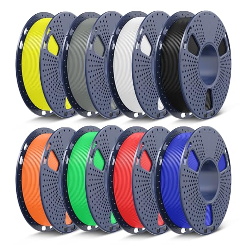 SUNLU 3D Printer PLA Plus Filament Bundle, Mini Spool PLA+ Filament 1.75mm, 0.25kg Each Spool, Total 2kg, 8 Packs Individually Packed, Black+White+Grey+Red+Klein Blue+Green+Yellow+Sunny Orange