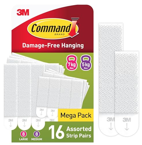 Command Picture Hanging Strips, Value Pack – 8 Pairs of Medium (16 Strips), 8 Pairs of Large (16 Strips) – For Pictures, Frames, Mirrors, Wall décor – Damage Free Hanging