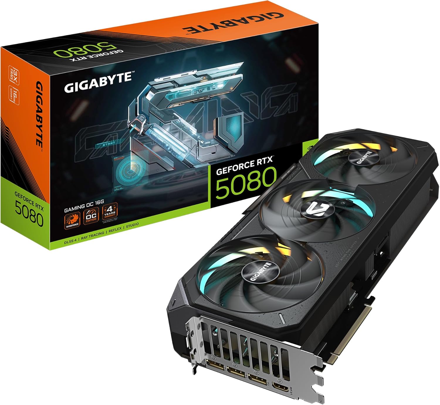 Gigabyte GeForce RTX 5080 GAMING OC 16G Graphics Card – 16GB GDDR7, 256bit, PCI-E 5.0, 2730MHz Core Clock, 3 x DisplayPort, 1 x HDMI, GV-N5080GAMING OC-16GD