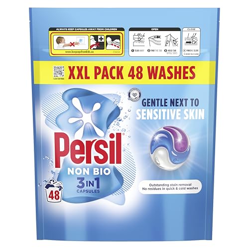 Persil Non Bio 3 in 1 Washing Capsules laundry capsules gentle next to sensitive skin for outstanding stain removal in quick & cold washes 48 washes