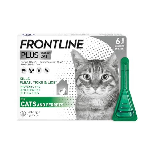 FRONTLINE Plus Flea & Tick Treatment for Cats and Ferrets – 6 Pipettes