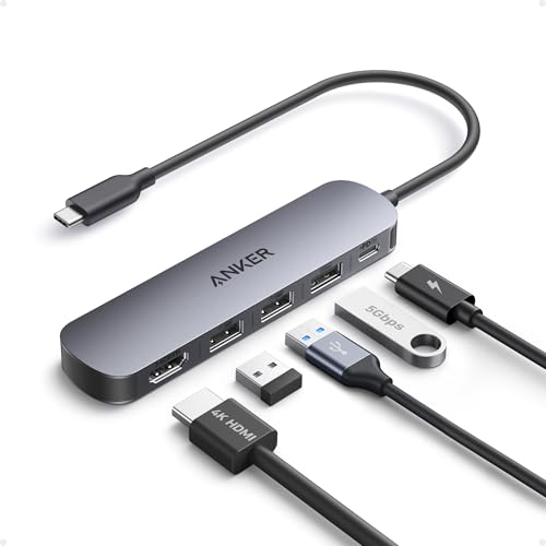 Anker USB C Hub, 5-in-1 USB Hub for Laptops, 4K HDMI Multiport Adapter with 90W Max Power Delivery, USBC & USBA Data Ports USB C Dongle, Compact for MacBook, Dell, and More