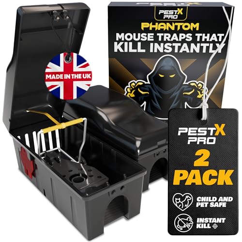 Pest-X Pro Phantom Mouse Trap For Indoors, UK Made, Safe For Kids & Pets, Reusable & Easy To Set, Mice Traps That Kills Instantly – 2 pack